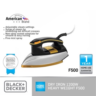 BLACK+DECKER 1200W Heavy Weight Dry Iron Black and Gold F550b5