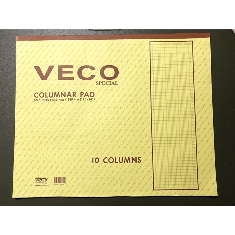 Columnar Pad Veco 10,12,14,16 Columns 