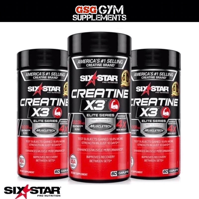 Six Star Elite Series Creatine X3 60 Caplets Micronized Creatine Pills
