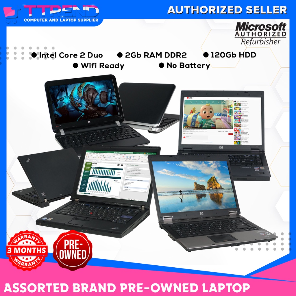 ASSORTED Used 2nd hand Intel Core2Duo i5 2ndgen 4GB WiFi Ready