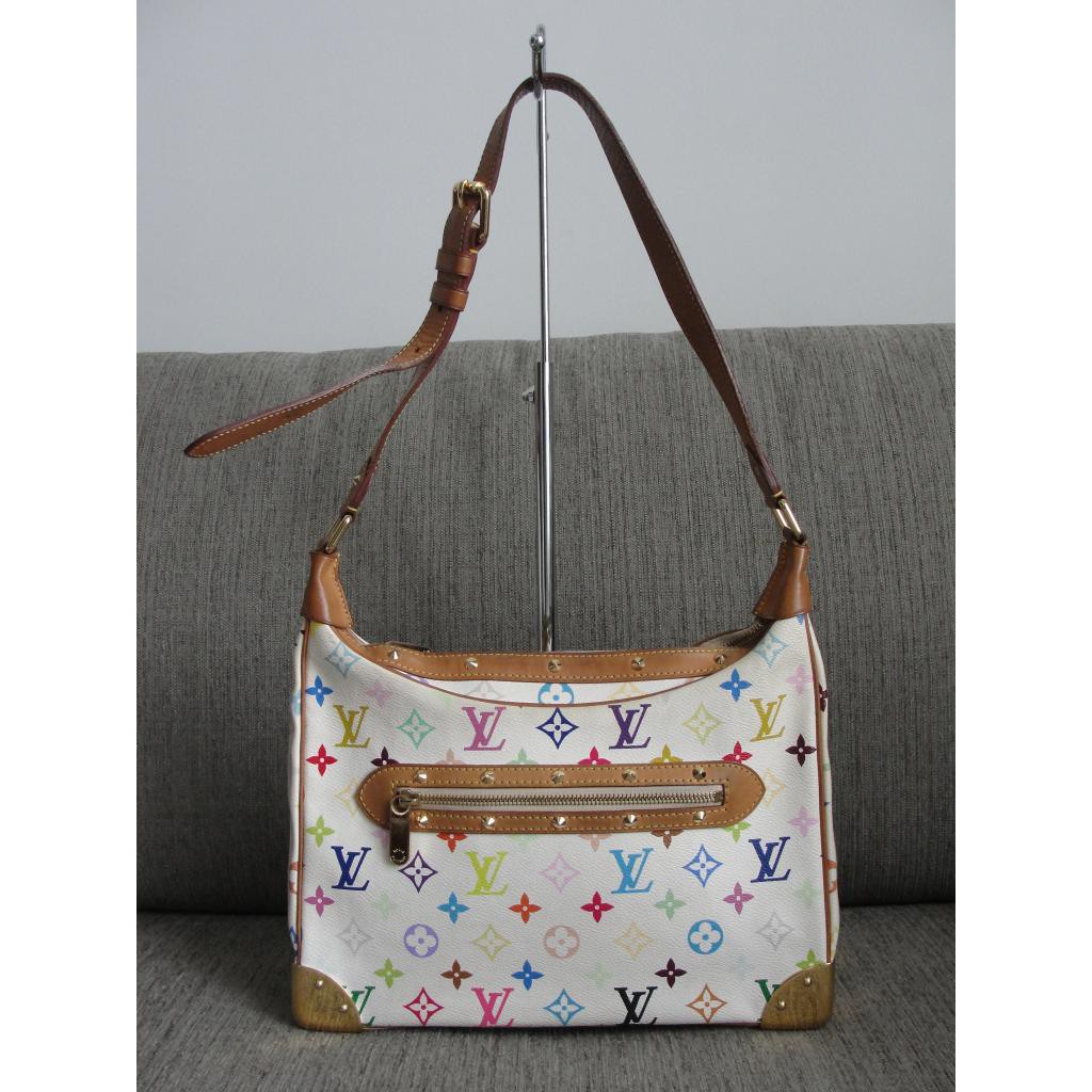 LOUIS VUITTON White Multicolor Monogram Canvas Boulogne Shoulder Bag