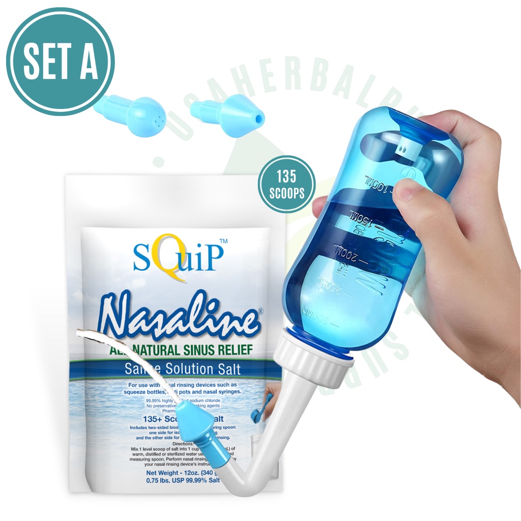 Sinus Rinse Nasal Wash Irrigation Bottle, Salinase Nasal Wash Spray for