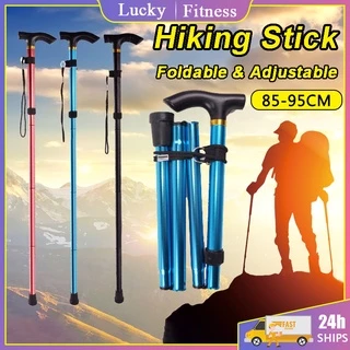 Anti-shock Walking Stick 3-Section Telescopic Adjustable Trekking Hiking  Pole Ultralight Outdoor Cane 