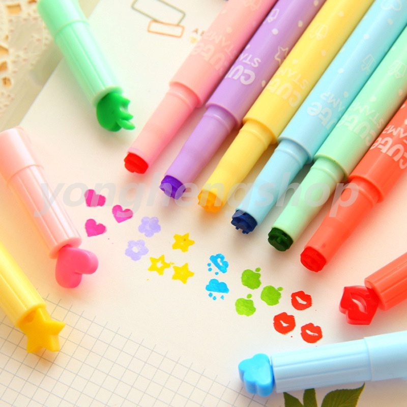 Creative Kawaii Highlighters Ink Stamp Pen Cute Candy Color Marker Pen ...
