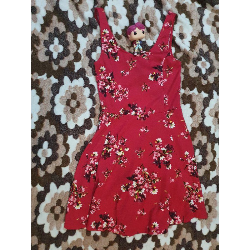 H and m red floral clearance dress