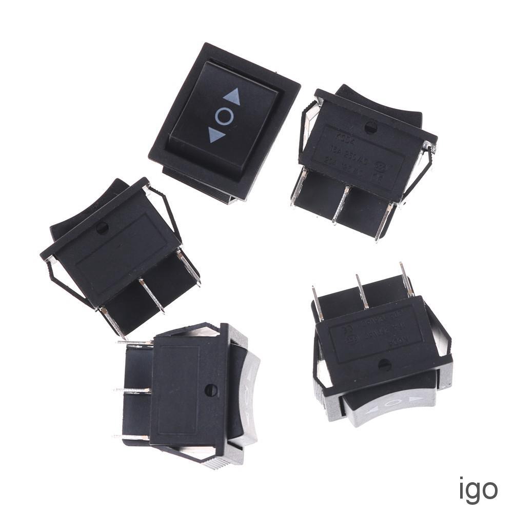 5pcs 6 Pin DPDT Black Button On/Off/On Rocker Switch AC 250V/16A 125V ...