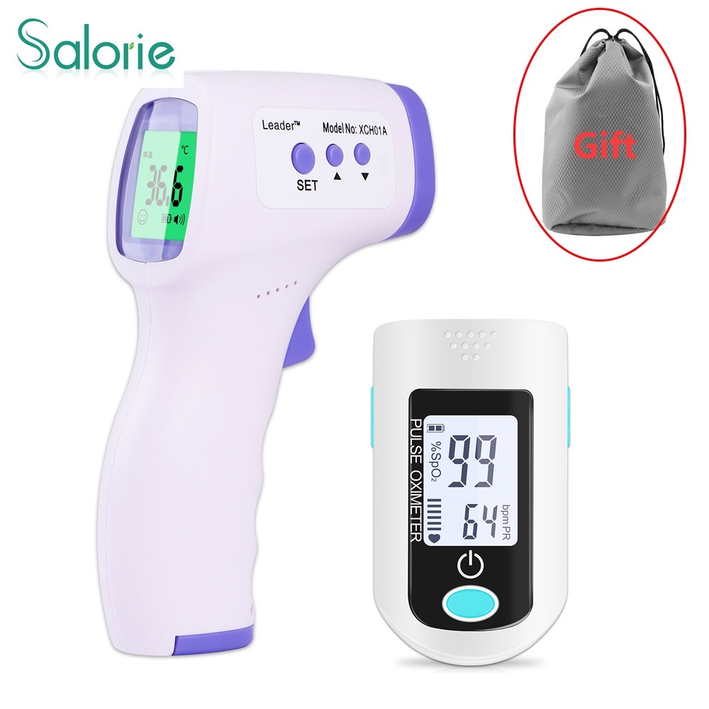 Salorie Fingertip Pulse Oximeter Monitor Pulse Rate with Infrared Digital Forehead Noncontact