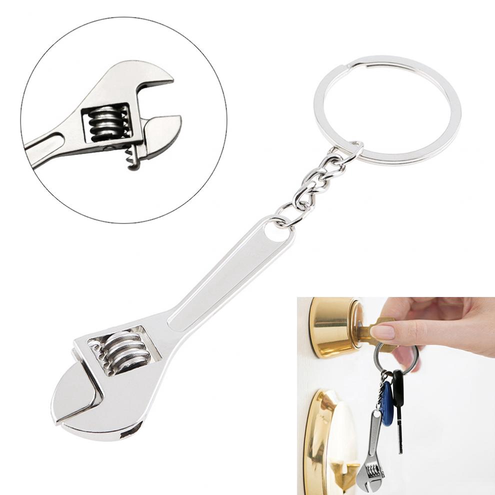 Mini Wrench Keychain Silver Zinc Alloy Portable Adjustable Key Wrenches
