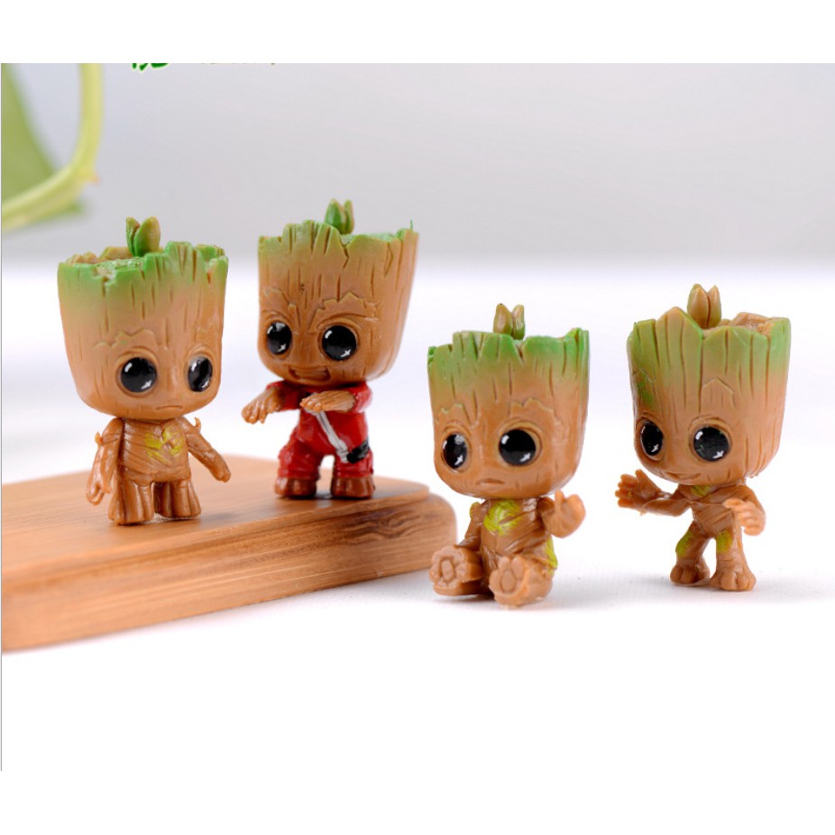 Combo of 04 Groot tree-man models to decorate cars, cakes, dollhouses ...