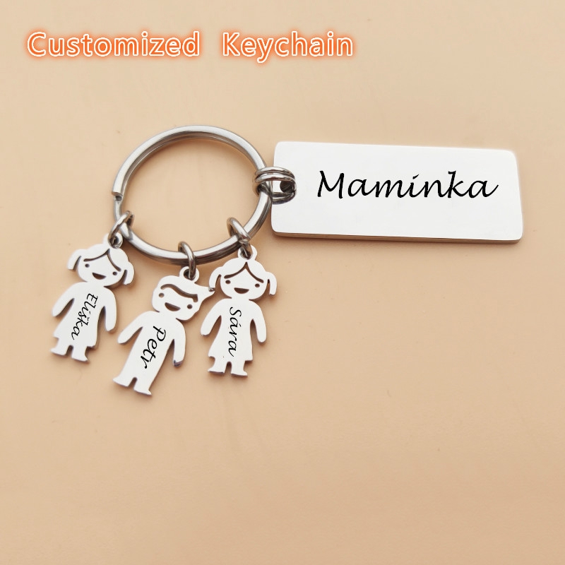 Customized Kids Keychains Engraved Name & Date Birthday Stainless Steel ...