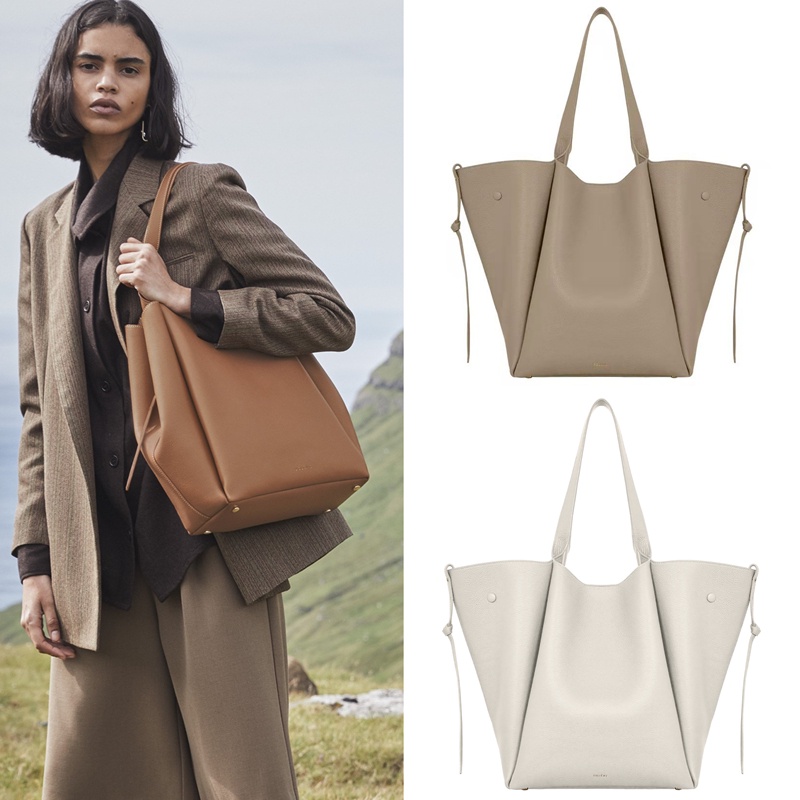 Polene Leather Shopping Bag Women's Casual Soft Leather Vegetable