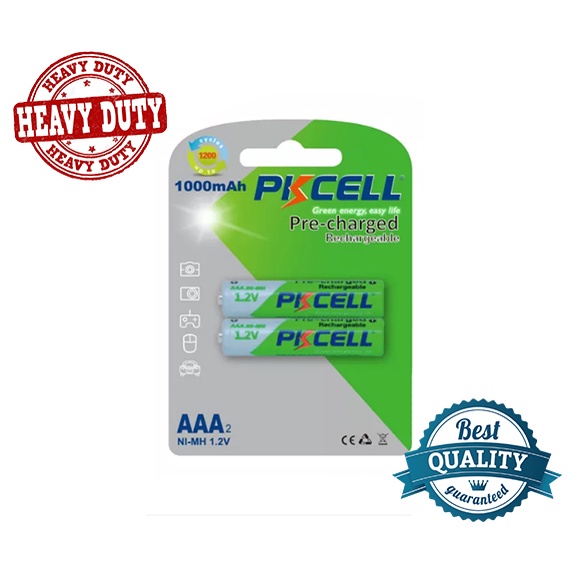 Heavy Duty 2pcs AAA Rechargeable Batteries RTU (600mAh 1000mAh) NiMH