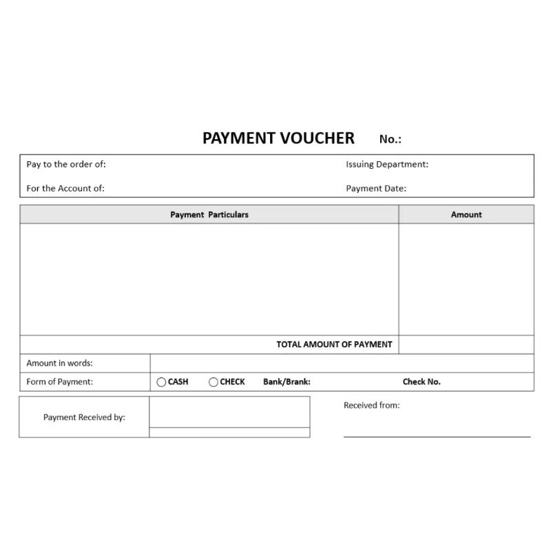 CARBONIZED GENERIC PAYMENT VOUCHER, CASH VOUCHER, CHECK VOUCHER ...