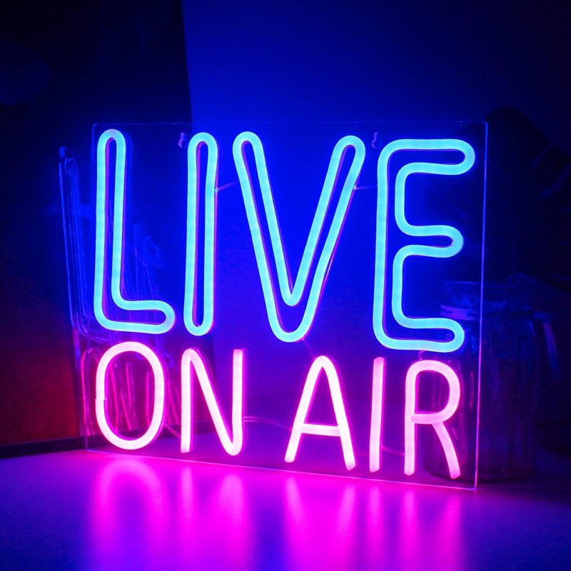 Live ON AIR Neon Signs Neon LED Night Lights Decorative Sign Room Bar ...