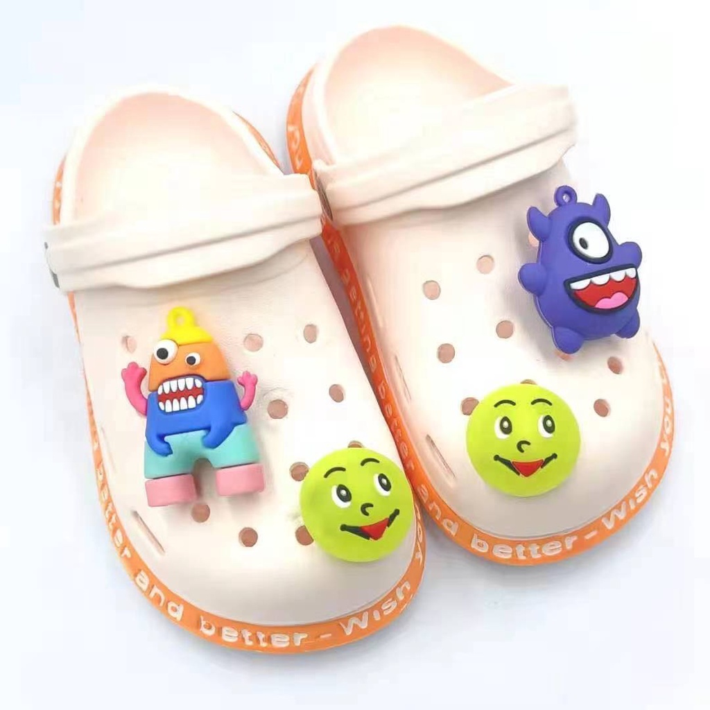 Sunstar 3D Shiny Crocs Jibbitz Smiley And Monster Charms Pins For Clogs ...