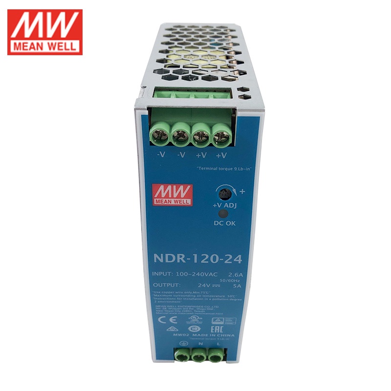 MEAN WELL NDR-120-24 120W 24V DIN Rail Switching Power Supply 110V/220V ...