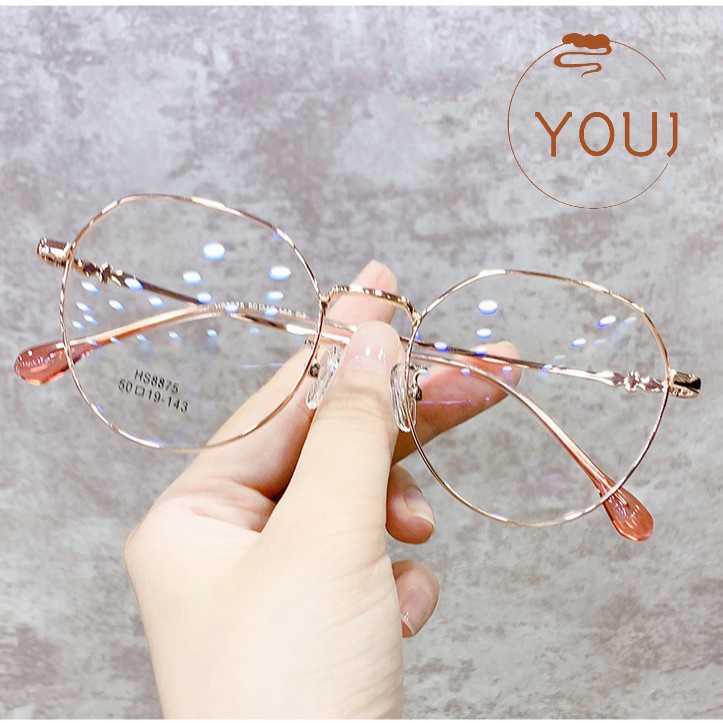 YOUJ Korean Anti Radiation Eyeglasses Round Metal Frame Glasses for