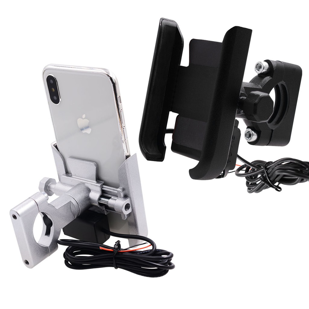 Cell phone holder for motorcycle with shop charger