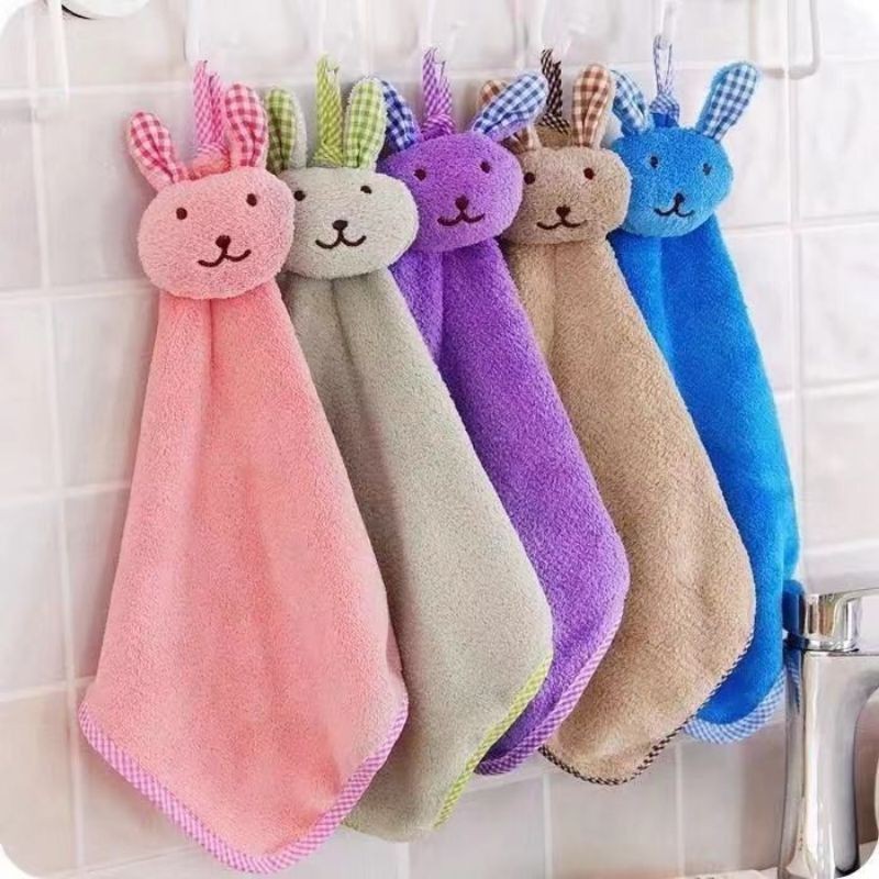 Cute Rabbit Design Fingertip Towel Hanging Towel For Wiping - Temu