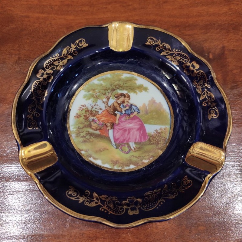 LIMOGES Cobalt Blue with Gold Trim Veritable Porcelain Courting Couple Ashtray Shopee Philippines