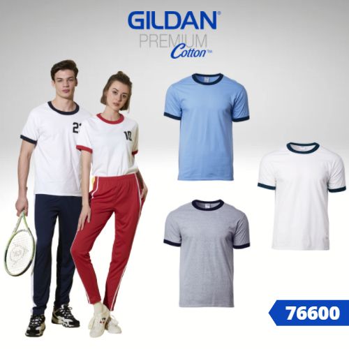 Gildan Ringer 76600 Premium Cotton Unisex Round Neck T-shirt- 180gsm ...