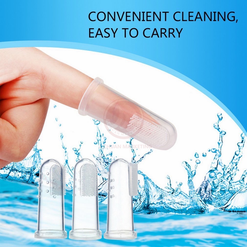 Baby Teether Finger Toothbrush with Case Oral Cleaning Infant Soft ...