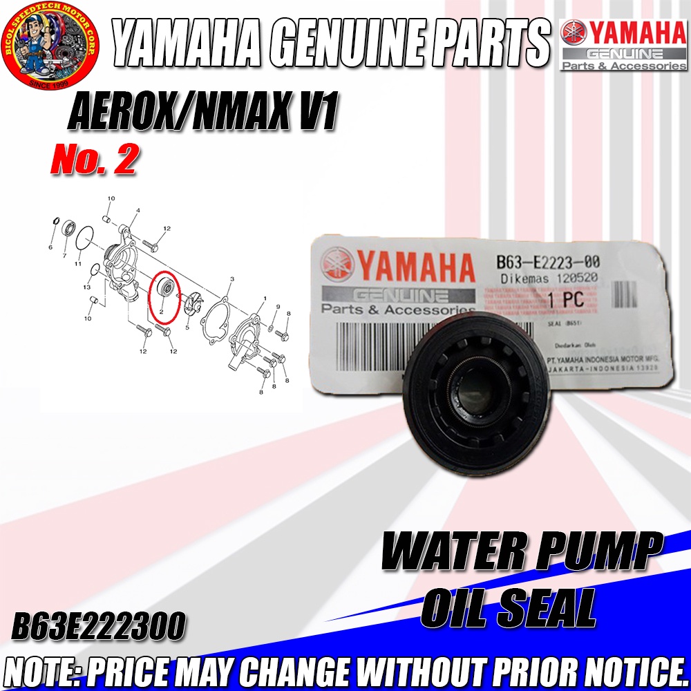 AEROX V1 / SNIPER 150 WATER PUMP OIL SEAL (YGP) (Genuine B63E222300) Shopee Philippines