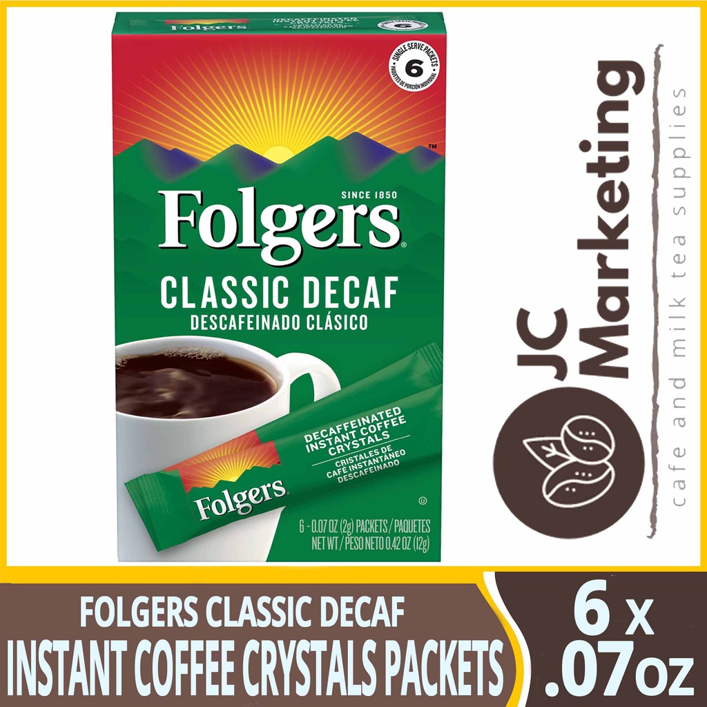 Folgers Classic Decaf Instant Coffee Crystals Packets 6 Count X 0.07oz