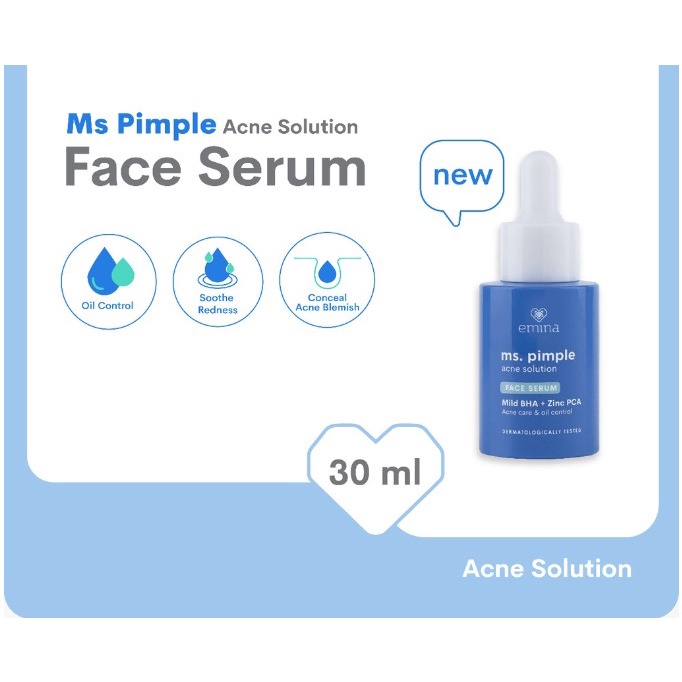 Emina Ms Pimple Acne Solution Face Serum 30 100% Original Acne FacialML ...