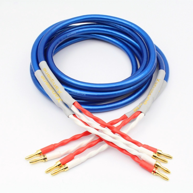 Pair 2x4mm2 Banana Plug Audio Speaker Cable Oxygenfree Copper HiFi