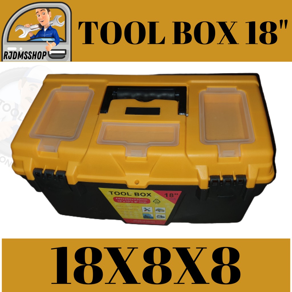 Durable 18" Tool Box 18X8X8 Lagayan ng mga Tools Made With