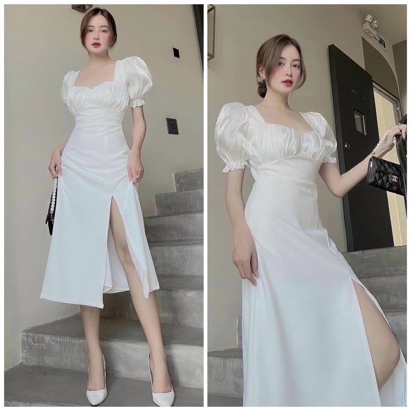 White dress with split chest v5 (with real pictures) | Shopee Philippines