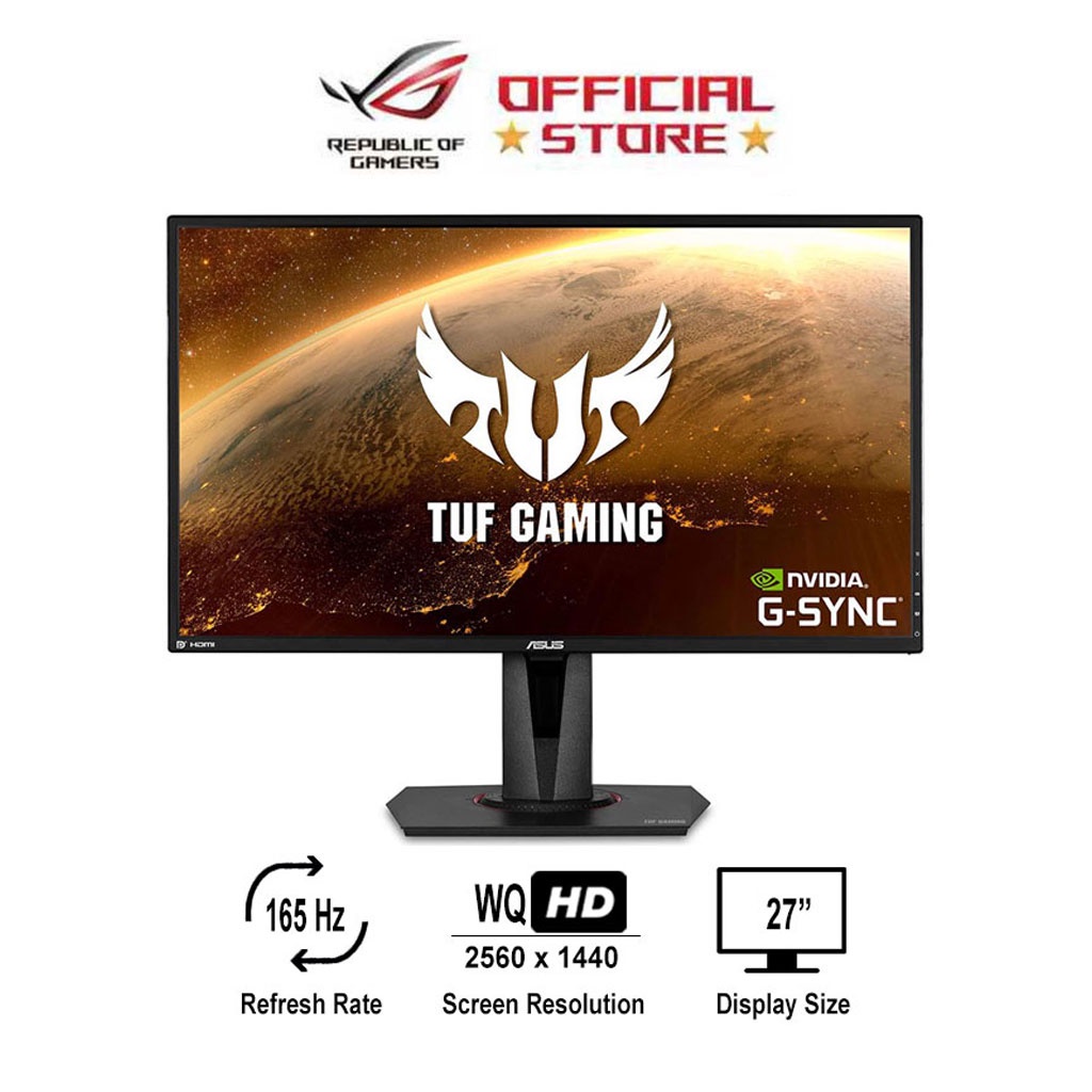 Asus TUF Gaming VG27AQ HDR, 27” WQHD, (2560x1440), IPS, 165Hz (above 144Hz)  Gaming Monitor