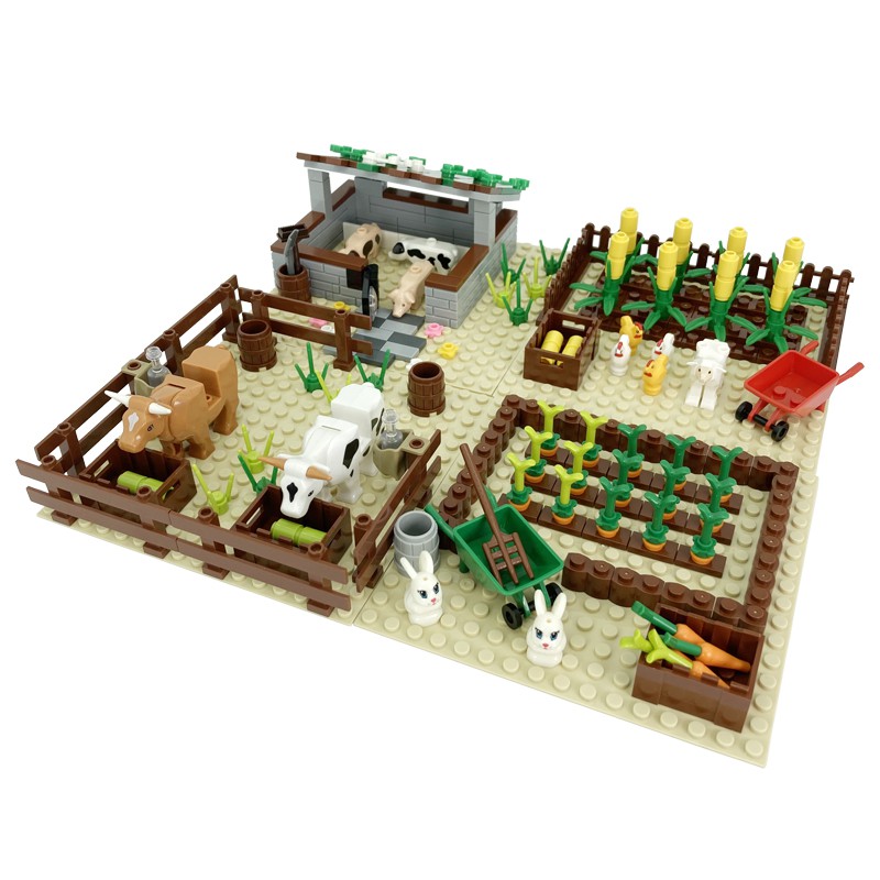 Animal Farm Moc Building Blocks Chicken Dog Rabbit Cow Cattle Pig ...
