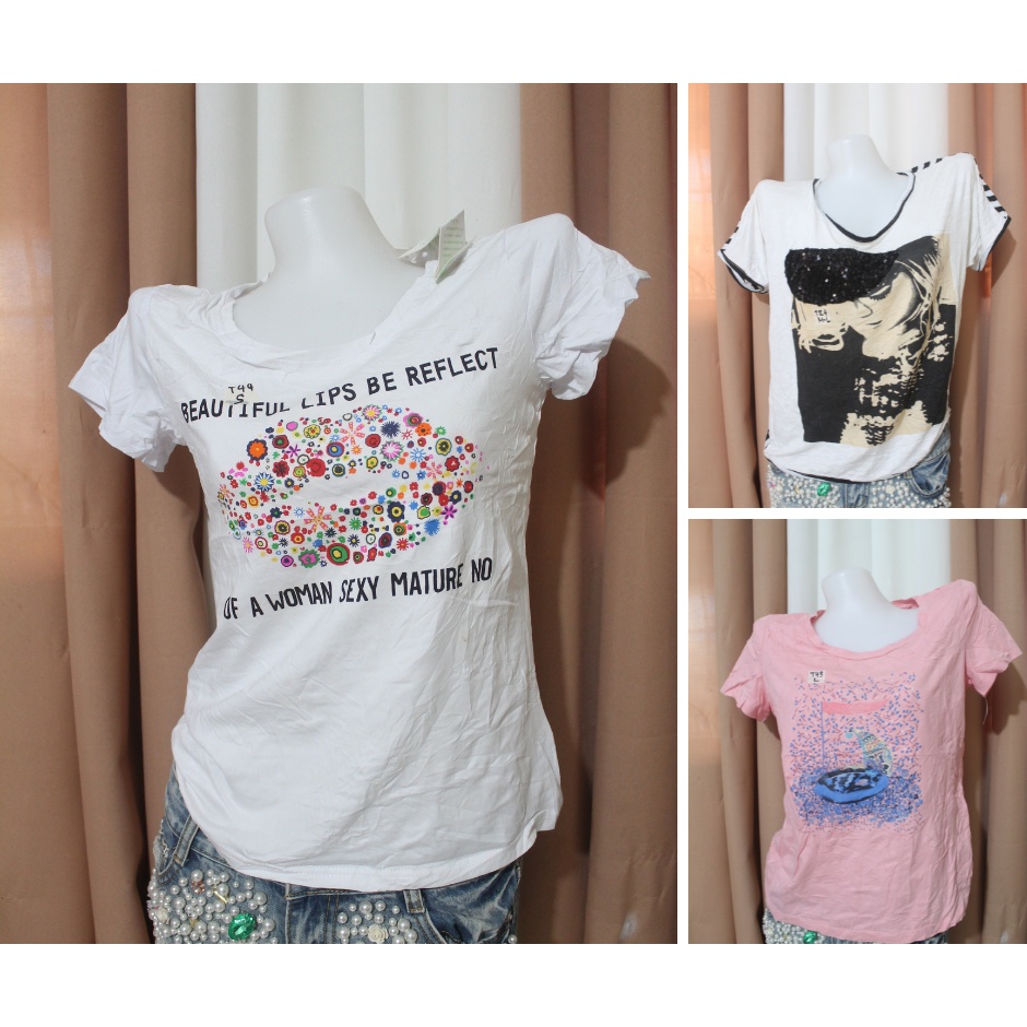 Women Tees Korean Ktees Cotton Uni sex T-shirt Branded Ukay | Thrifted |  Shopee Philippines