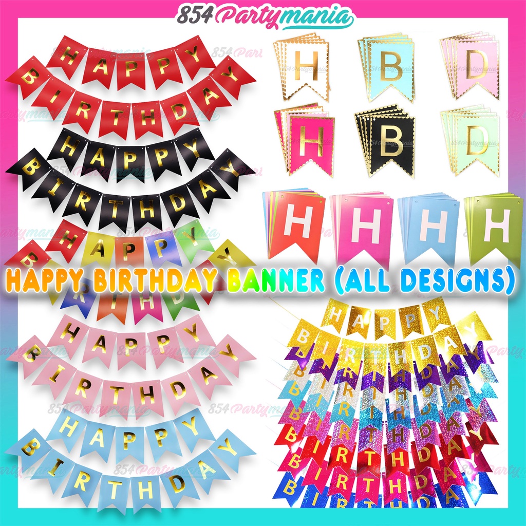 3meter happy birthday banner gold print party supplies decorations ...