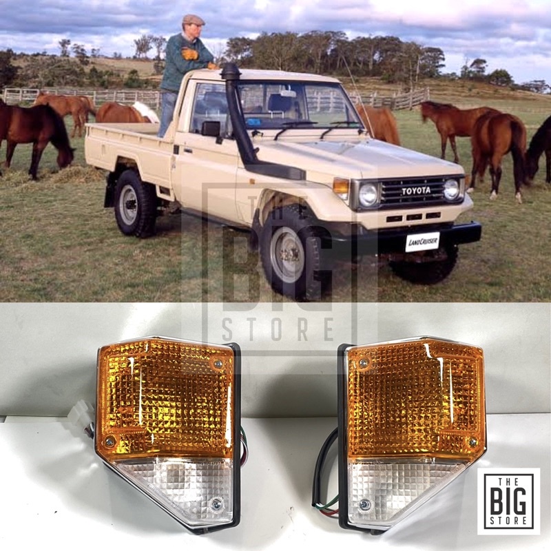 Genuine Toyota FJ40 FJ45 Front Side Marker Light Set — OEM Amber/Chrome, Pair, Made In Japan