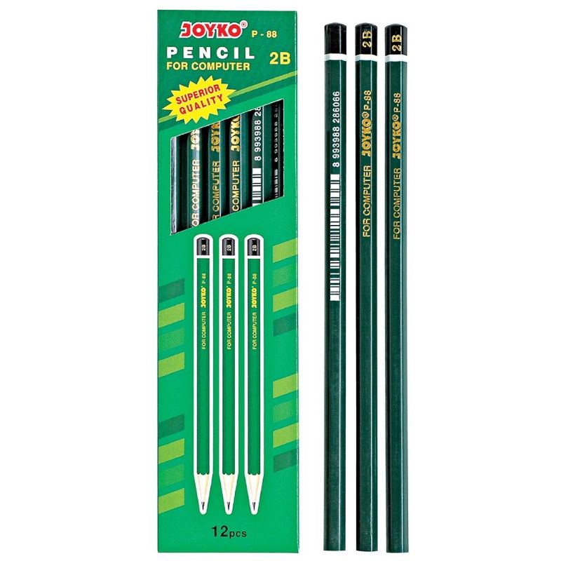 HIJAU Pencil 2B P-88 Green 1 Box (12Pcs) Computer Pencil | Shopee ...