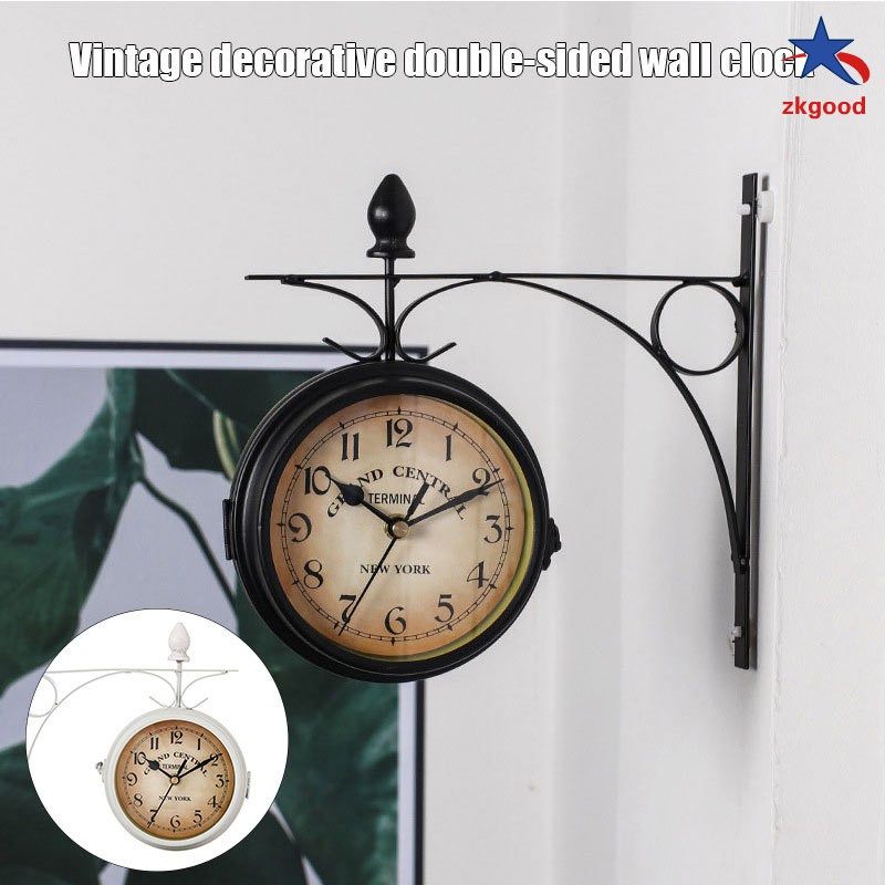 Outdoor Bracket Clock Garden Station Wall Clock Double Sided Clock