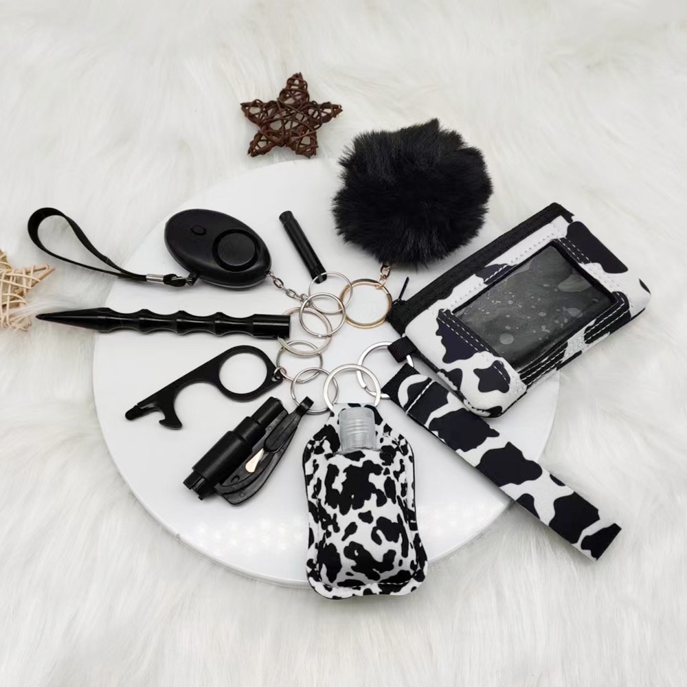 Women's Security Keychain Set with Personal Security Alarm, Pom Pom