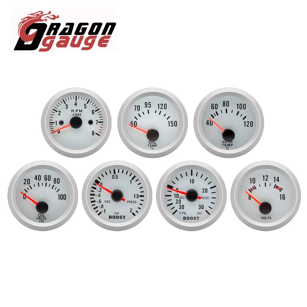 Dragon Gauge 52mm Tachometer Voltmeter Boost Meter PSI / Bar Water