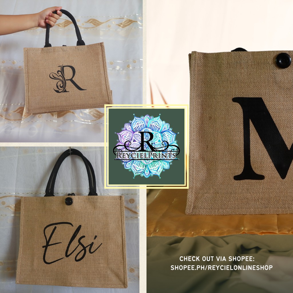 Personalized burlap abaca shoulder bag Shopee Philippines