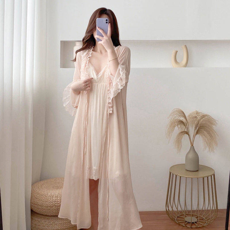 COCO Robe nightwear Sexy pajama Lace Xiaohongshu Fairy Pajama Women's ...