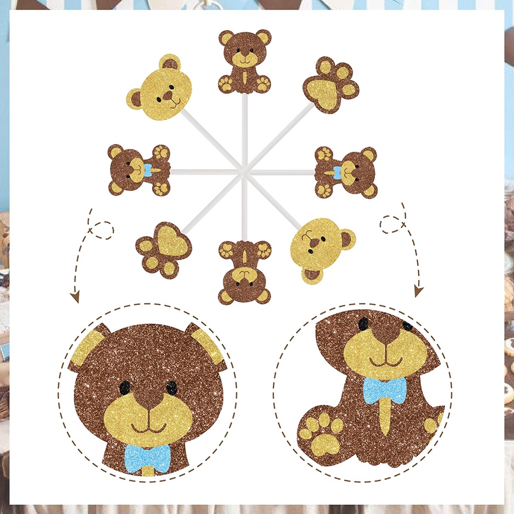 FANGLELAND 25PCS We Can Bearly Wait Baby Shower Cake Topper with Bear ...