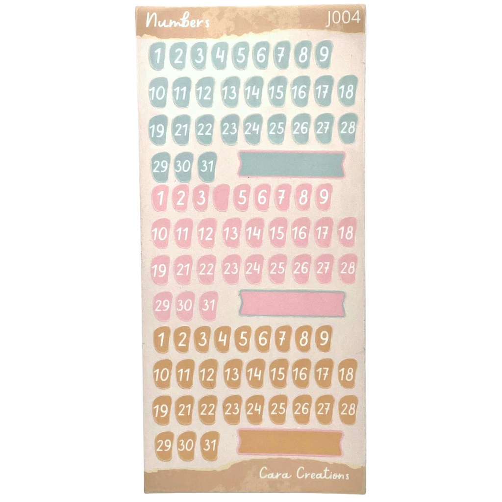 Cara Creations Sticker Numbers #J004 Scrap Booking Planner Journal Bujo ...
