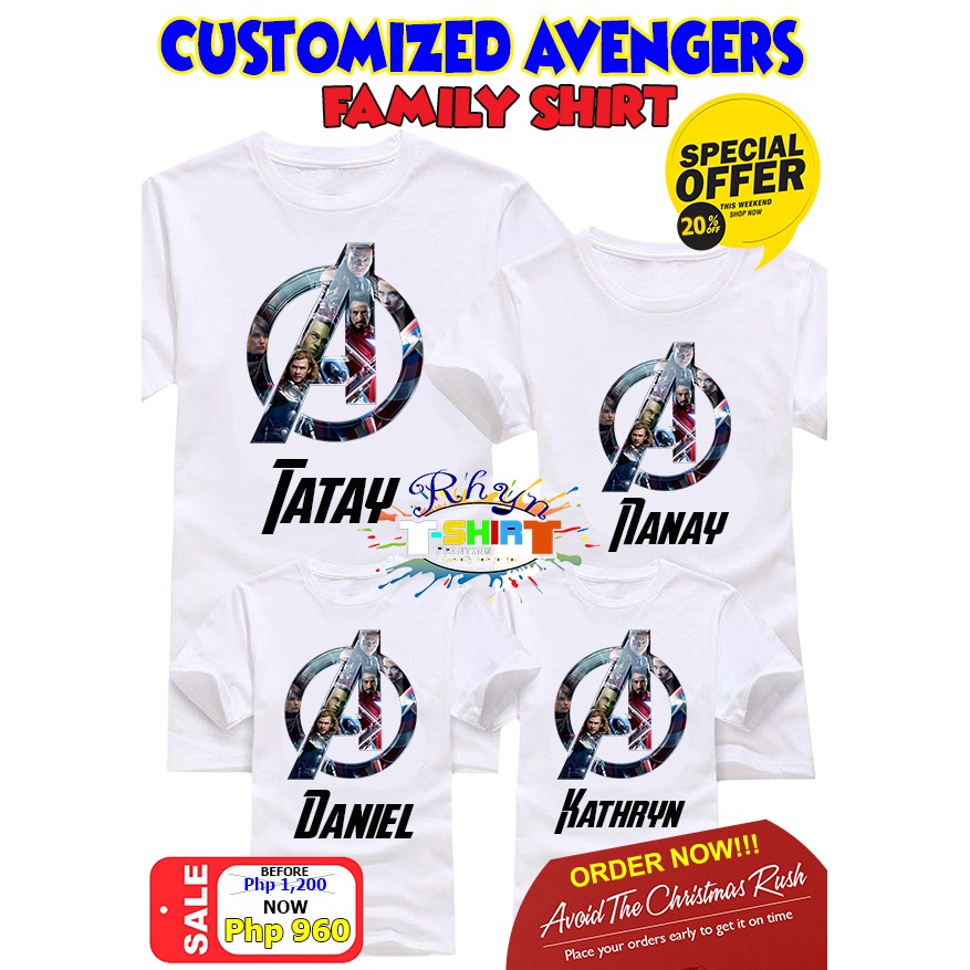 Family store avengers shirts