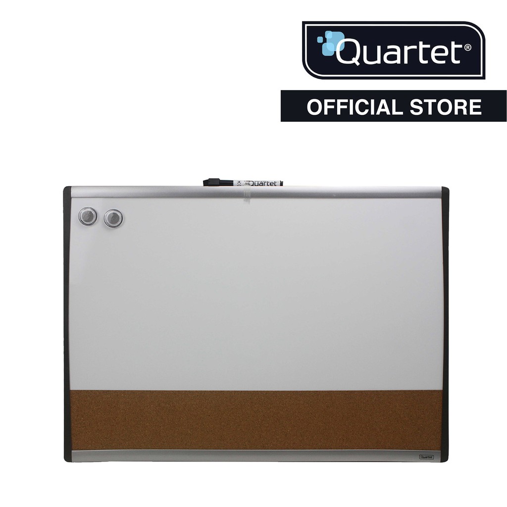 QUARTET Whiteboard and Corkboard Combi 2 Tone Arc Frame, 17