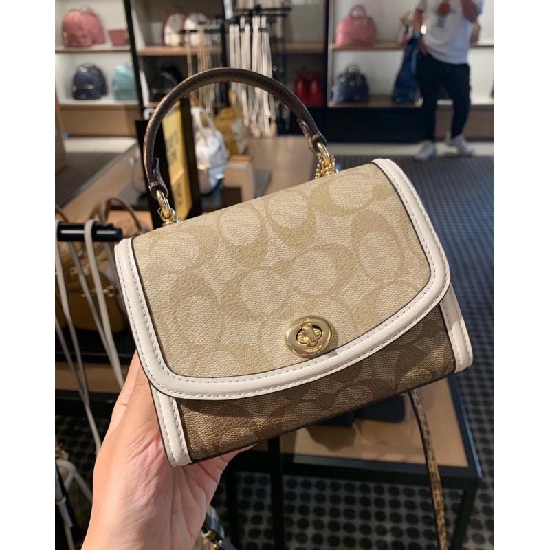 Bag] 100% New Coach MICRO TILLY TOP HANDLE IN BLOCKED SIGNATURE CANVAS 3079