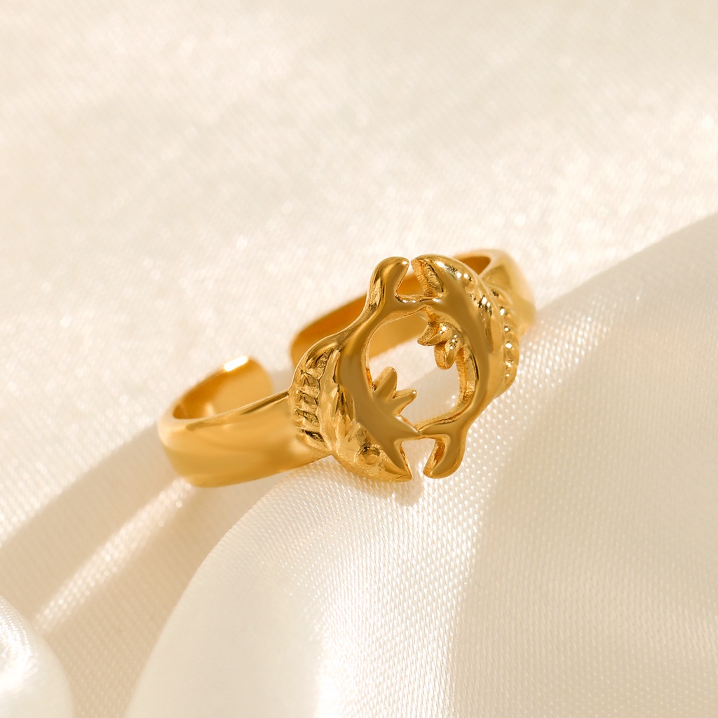 Stainless Steel Fish Ring Simple Popular Gold Carp Auspicious Ruyi ...