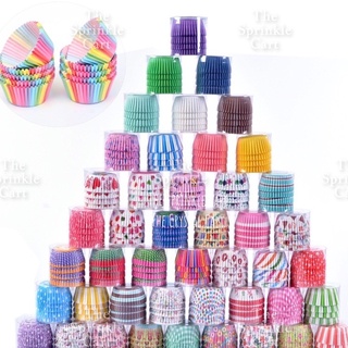 Cheap 100Pcs Muffin Cup Stripe Tulip Shape Oil Proof Paper